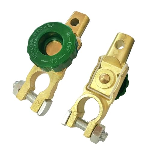 CyperFair 2 PCS Car Power Disconnect Switches, Quick Disconnect Terminal Switch for Protecting Power Cable, Heavy-Duty Brass Rustproof Cut Off Protection, Universal for Most Cars Trucks (Green)