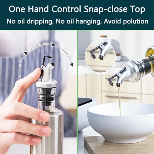 Image of Olive Oil Dispenser Bottle | Glass & Stainless Steel Cruet with Drip-Free Spout | Perfect for Cooking Oil, Vinegar & Dressings | Leak-Proof Pourer for Kitchen, Home & Restaurant Use (200ML)