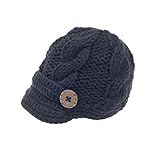 zefen Baby Boys Crochet Knit Newsboy cap Photography Brim Buttons Hat Medium Black
