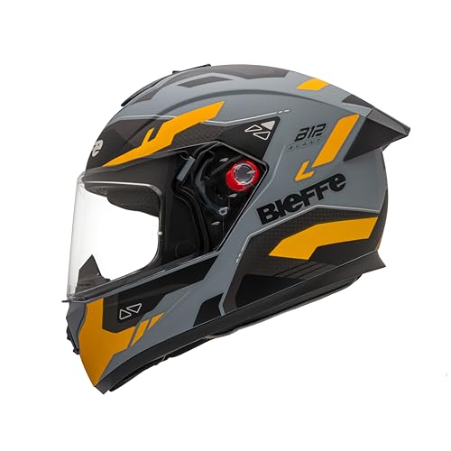 Bieffe Capacete Moto Fechado B-12 Avant Cinza Moon Fosco/Amarelo 60