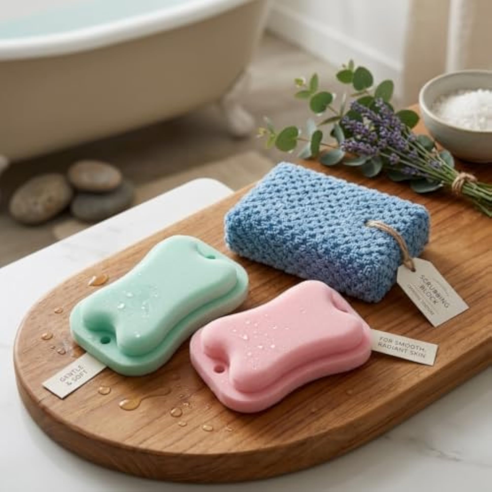 3-Piece Bath Sponge Set, Soft Exfoliating Shower Loofah