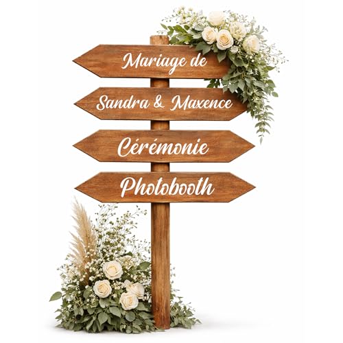 Stickers personnalisés Panneau Direction – Autocollants vinyle fléchage mariage, baptême, anniversaire – Décoration événement – Fléchage...