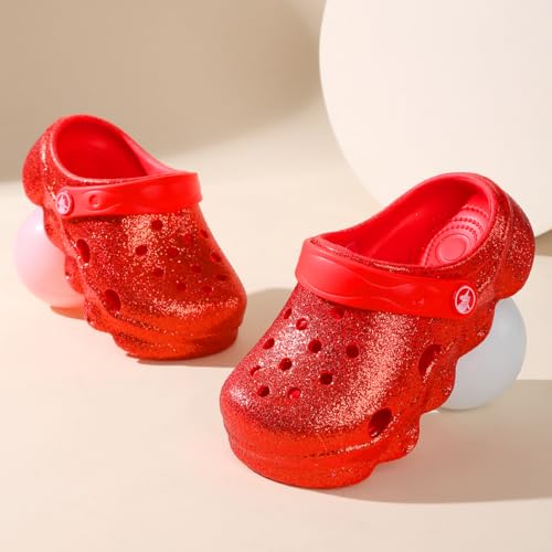 Image of Toddler Clogs for Girls Lightweight Kid Garden Clogs Breathable Slip-on Slides Sandals Slippers Children's Beach Water Shoes (Glt hon, 25) Red