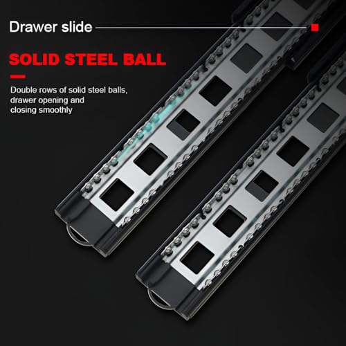 Image of Volo Heavy Duty Drawer Slides, Full Extension Ball Bearing Runners | Pack of 2 Piece | Channels for Kitchen Cabinets, Wardrobes, and Dressers (Black Mild Steel, 20 Inch)