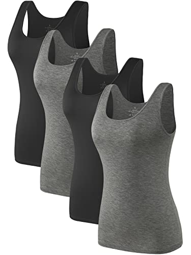 Komfokore 4pcs Tank Tops für Damen ärmelloses Unterhemd Schichtung Tanks Schwarz/Dunkelgrau/Schwarz/Dunkelgrau M Komfokore 4pcs Tank Tops für Damen ärmelloses Unterhemd Schichtung Tanks Schwarz/Dunkelgrau/Schwarz/Dunkelgrau M