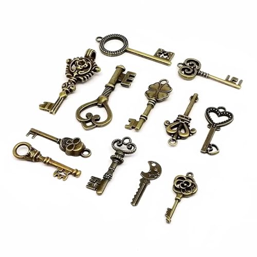 Breloques bijoux clé rétro en laiton antique bronze pour création steampunk