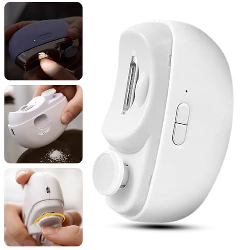 Automatic Electric Nail Clipper - Electric Nail Trimmer with LED Light & 2 Speeds with Nail Scraps Storage Safety Fingernail Trimmer for Kids, Adult and Seniors White…