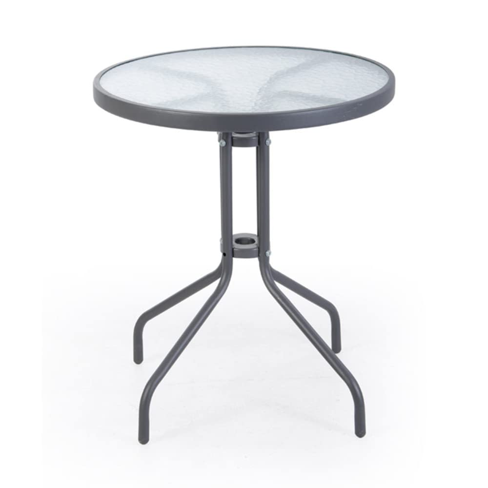 VERDELOOK | iOS, Tavolino con Struttura in Metallo Verniciato e Piano in Vetro Temprato, Diametro 60 e Altezza 71 cm, Tavolino per Esterno