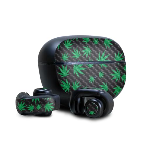 Image of Carbon Fiber Skin Compatible with Bose Ultra Open Earbuds - Marijuana - Premium 3M Vinyl Protective Wrap Decal Cover - Easy to Apply | Crafted in The USA by MightySkins