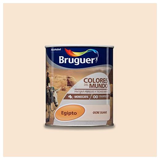Bruguer Colores del Mundo Pintura para paredes monocapa Egipto Ocre Suave 750 ml