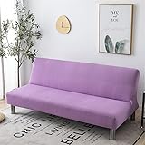 Surwin Sofabezug ohne Armlehnen Stretch Armlose Sofabettüberzug Antirutsch Clic Clac Sofahusse Schonbezug Protector für Klappcouch Schlafsofa mit 2-3 Sitzplätzen, 20 Farben (100-150cm,Helles Lila)