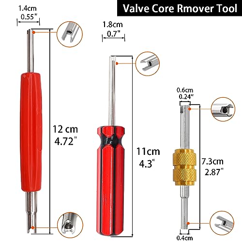 Image of Taiss 59PCS Air Conditioning Valve Core Accessories Kit R12 R134a Refrigeration Tire Valve Stem Cores with Valve Core Rmover Tool HVAC AC System Seal Caps Kit F-092