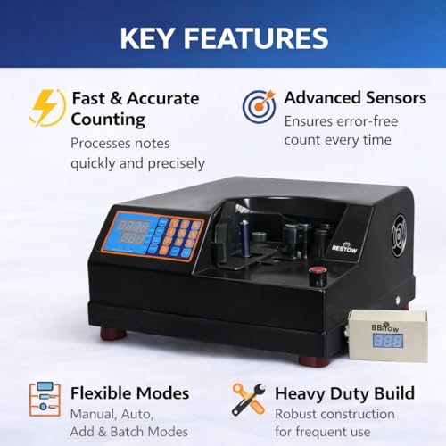 Image of Bestow Fast Note Counting Heavy Duty Best Bundle Note /Currency Counting Money Counting Machine for Banks Shops and Office use (Counting Speed-1500 Notes /min)