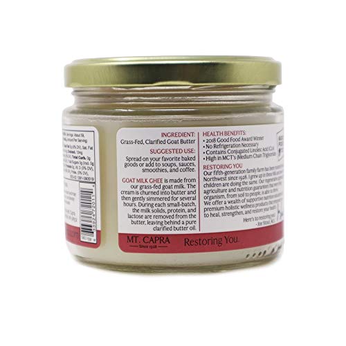 Mt. Capra Since 1928 Goat Milk Ghee | Grass Fed Clarified Butter High In Mct Oil Perfect For Bulletproof Coffee, Keto, Paleo, And Whole 30 Diets | Pasture Raised And Unsalted - 10 Fl Oz #TOP4