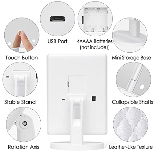 LED Makeup Mirror with Touch Control and Multiple Magnifications