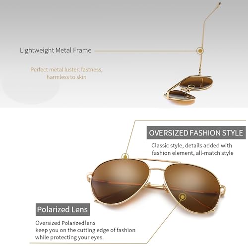Image of SUNGAIT Women's Lightweight Oversized Aviator Sunglasses