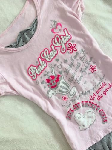 Image of Kawaii Cutecore Harajuku Y2k 2000s Tops Summer Preppy Aesthetic Alt Goth Emo Short Sleeve Graphic Tees