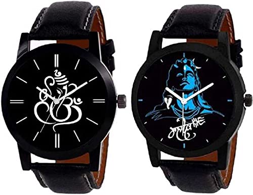 MIVAAN Analogue Black Dial Leather Strap Ganpati & Mhadev Watch for Men and Boy (B097N3G3RB) Amazon Price History, Amazon Price Tracker