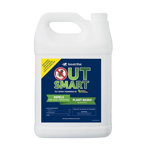 SmartPak OutSmart® Fly Spray | Plant-Based Mosquito, Tick, and Fly Spray Repellent for Horses and Riders, Fresh Scent, 1 Gallon