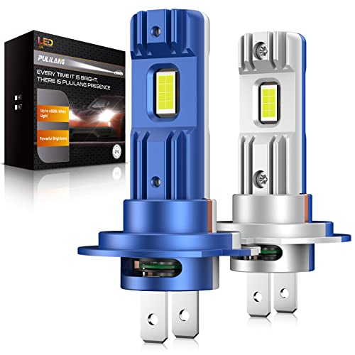 Pulilang Bombillas H7 LED,2025 Mejoradas No Polaridades 80W 22000LM con Ventilador 12V 6500K Blanco Frío + 500% Brillo LED H7 Faros de Automóviles y Moto,1:1 Tamaño de Luces Halógeno,2 Lámparas H7