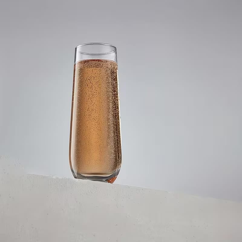 Image of PrimeWorld Stemless Champagne Glasses Set of 6 - 300ml | Crystal Flute Glass Cups for Champagne, Cocktails & Sparkling Wine | Elegant Drinkware for Parties, Weddings & All Occasions