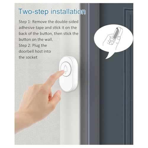 Timbre inalámbrico impermeable con volumen ajustable y luz indicadora de aviso 5