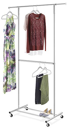 Whitmor Heavy-Duty 2-Rod Extendable Clothing Garment Rack, Chrome #TOP2