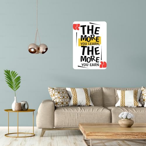 Image of Zesta Bathroom Decor Items Washroom Decor Tin Sign | Aesthetic Posters Wall Poster for Bedroom | Magnetic Cafe Decoration Items / Restaurant Decorations Items | Quirky Home Decor Bar Accent (Learn and Earn)