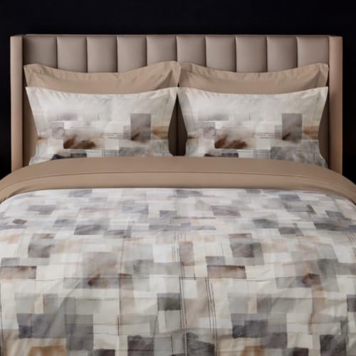Image of LANE LINEN 100% Cotton Printed King Size Bedsheet - Brown Black