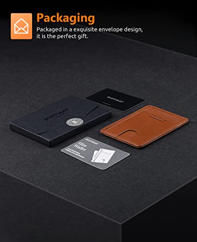 Buffway Slim Wallet For Men Or Women Minimalist Small Leather Front Pocket Wallets With Rfid Blocking And Gifts Box - Bassa Brown #TOP7