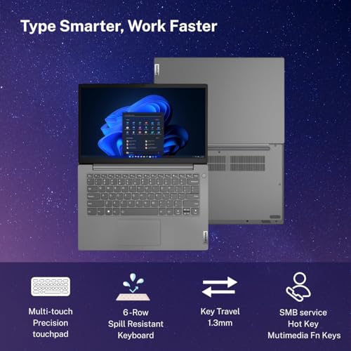 Image of Lenovo V14 Intel Core i3 13th Gen 14 inch FHD (1920x1080) Antiglare 250 Nits Thin and Light Laptop (8GB RAM /512GB SSD /Windows 11 Home /Office Home 2024 /Iron Grey /1.43 kg), 83A0A0PBIN