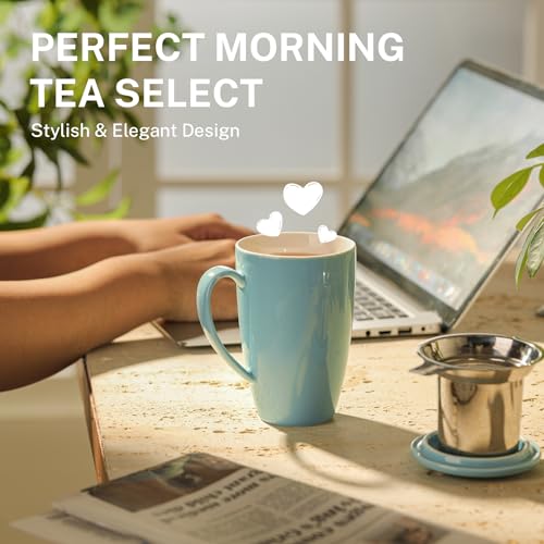 Sweese Porcelain Tea Mug with Infuser and Lid, 15 oz - Microwave Safe, Quality Tea Cup for Hot Water - Image 5