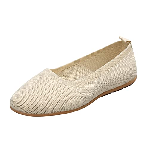 Genérico Zapatillas Tipo Mujer Zapatillas Mujer Baratas Zapatos Informales de para Primavera y Verano para Mujer, Color sólido, Parte Inferior Plana, Punta Zapatillas Mujer (Beige, 40)