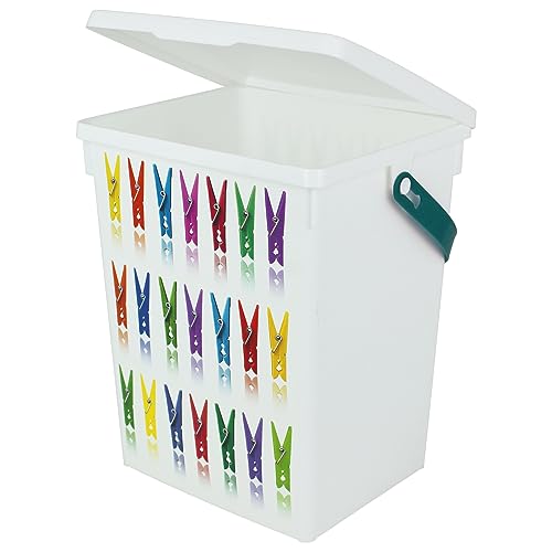 Koopman International W&auml;scheklammer Box 5L W&auml;scheklammerbox Kunststoff W&auml;scheklammerbeh&auml;lter f&uuml;r W&auml;scheklammern W&auml;scheklammerdose W&auml;sche Klammer Beh&auml;lter Aufbewahrung