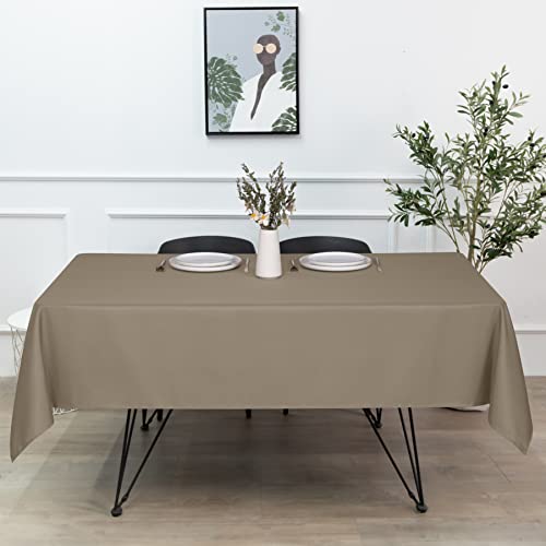 Image of sancua Rectangle Tablecloth - 70 x 108 Inch - Stain and Wrinkle Resistant Washable Polyester Table Cloth, Decorative Fabric Table Cover for Dining Tables, Buffet Parties and Camping, Taupe