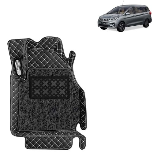 Image of KINGSWAY Accessories Premium 7D Car Floor Mats Only Compatible with Maruti Suzuki Ertiga Year 2025 Onwards All Model, Set of 4 Pcs, 100% Waterproof & Washable Luxury 7D Car Foot Mats, Classic Black