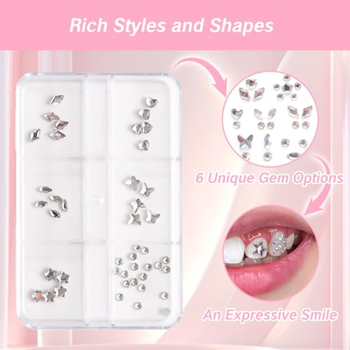 Image of Teeth Gems with Crystals Silver Diamantes Temporary Tooth Gems DIY Kit