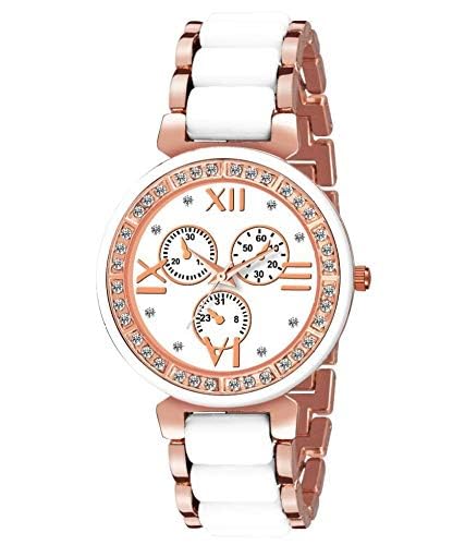 KE GALLERY Analogue White Diamond Dial Multicolour Belt Womens and Girls Watch (White) (B0D66C67JW) Amazon Price History, Amazon Price Tracker