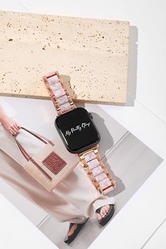 Image of My Pretty Strap - Compatible Apple Watch Band Strap, Stainless Steel Fashion iWatch Replacement Strap- Easy Resizing, No Tool Needed, Fits Most Wrists- Series 1-11, SE and Ultra
