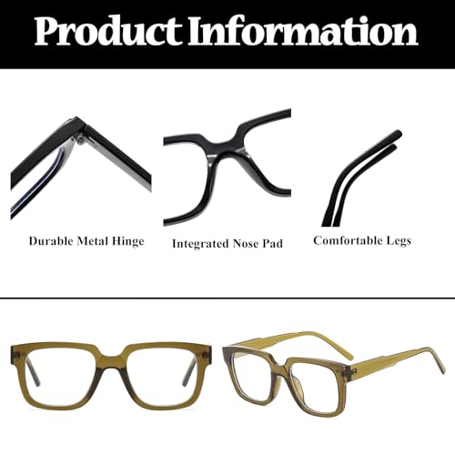 Image of LJCZKA Blue Light Blocking Glasses for Women Men Retro Square Frame Eyeglasses Anti Eyestrain Eyewear Computer Glasses