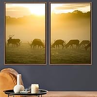2 Piece Framed Canvas Wall Art Deer Canvas Prints Home Artwork Decoration for Living Room,Bedroom - 16