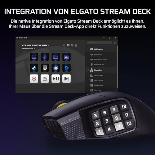 Corsair Scimitar Elite Wireless SE MMO Gaming Maus – Gunmetal – Ansicht 4