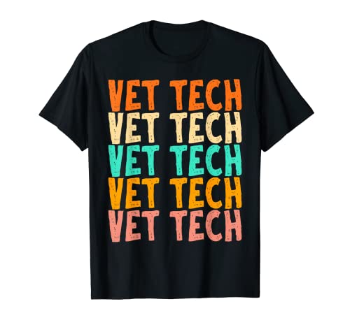 Retro Vintage Vet Tech Typography Graphic Print Unisex T-Shirt