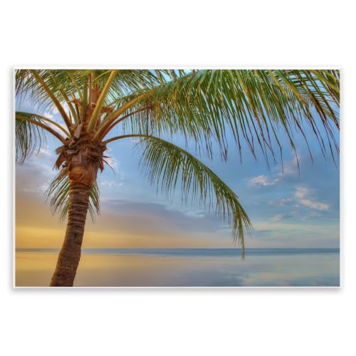 Sunrise Palm Tree Sky, 13 x 19 Inch Mounted Print on Wall Plaque