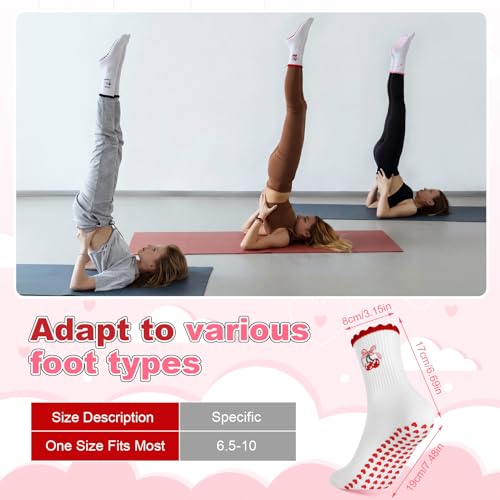 Image of Jspupifip Cute Pilates Socks for Women | Non Slip Yoga Socks with Grips for Barre Workout Athletic Hospital