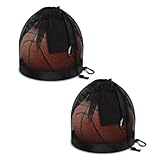 FAYAHAR 2 Stück Ballnetz, 1 Ball Rucksack Tragbare Ballsack, Ballnetz mit Karabiner Sowie Kordelzug, Ballsack mit Reißverschlusstasche, für Fußball Tennis Kinder Erwachsene