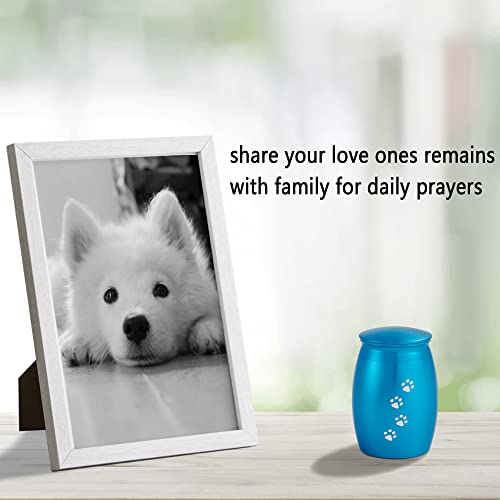 Image of Small Pet Urns for Dog /Cats Ashes,Small Animal Urns for Ashes | 2.67 Inches Blue Mini Memorial Urns for Dog Ashes or Cats Ashes,Pet Ashes Keepsake with Paw Print