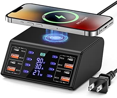 LMAIVE USB Charging Station, 100W Charging Station, 8-Ports Charging Station for Multiple Devices, Multi USB Charger Station, USB C Charging Station Compatible with iPhone, iPad, Samsung, Huawei