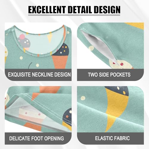 ALAZA Ice Cream Cherry Polka Dots Pajamas Set Short Sleeve Cotton Sleepwear Summer Pjs 2 Piece 5-14Y4