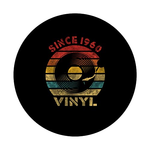Since 1960 Vinyl Retro Record Vintage Music PopSockets Swappable PopGrip, Black - Image 3